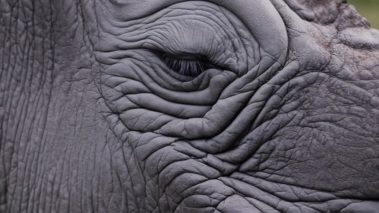Close-up of a Rhino's Eye and Wrinkled Skin