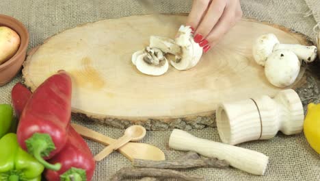 mushroom slicer on salad table