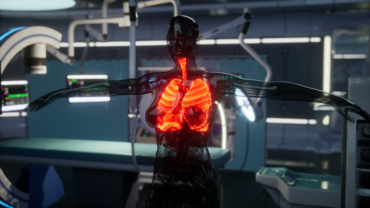 examen radiológico de pulmones humanos en laboratorio