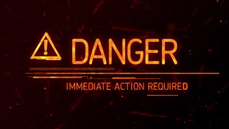 Animation-of-danger-text-and-exclamation-mark-on-dark-background