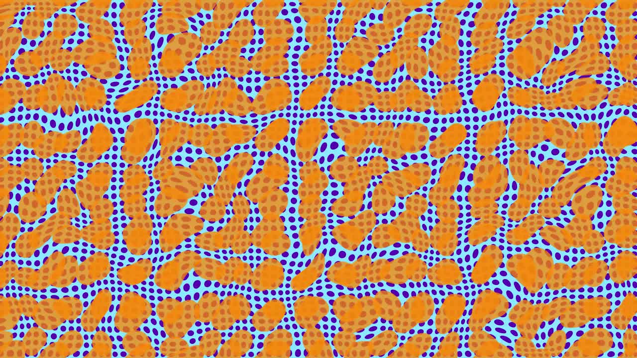 다채로운 트리피, 2d 사이키델릭, 추상적인 배경, 애니메이션, 모션 그래픽, 기하학적 모양 패턴, 오렌지색, 노란색, 파란색