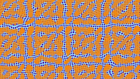 Farbenfrohe,-Trippige-2D-psychedelische-Abstrakte-Hintergrundanimation,-Bewegungsgrafik,-Geometrisches-Formmuster,-Orange,-Gelb,-Blau