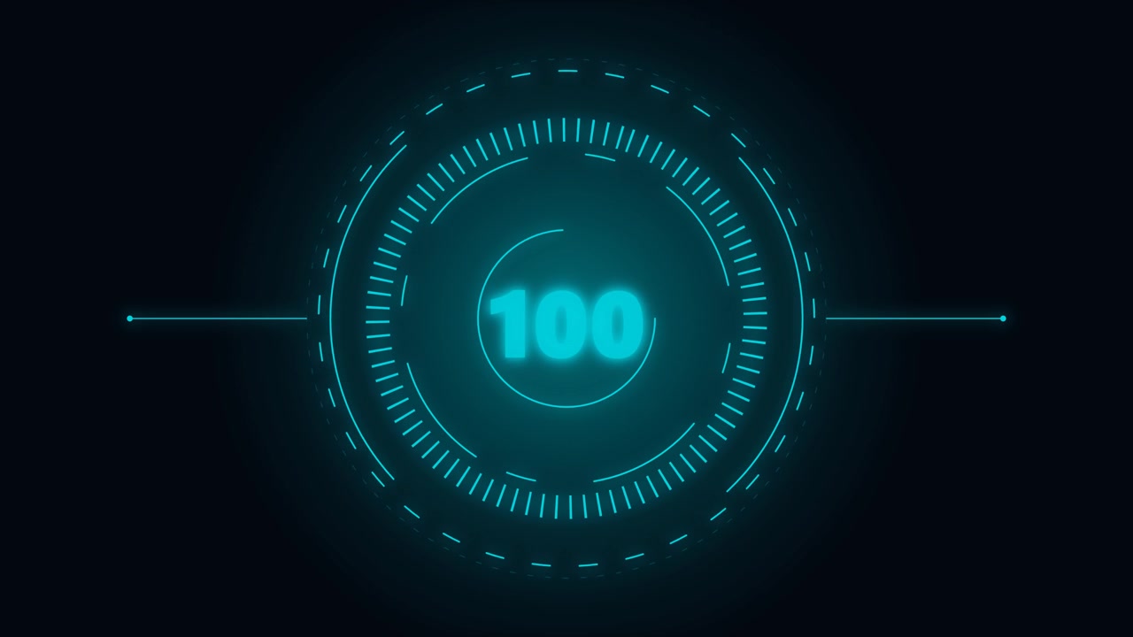 Futuristic Digital Interface Displaying Number One Hundred