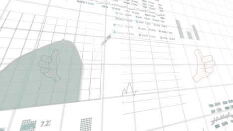 animation of financial data processing over white background