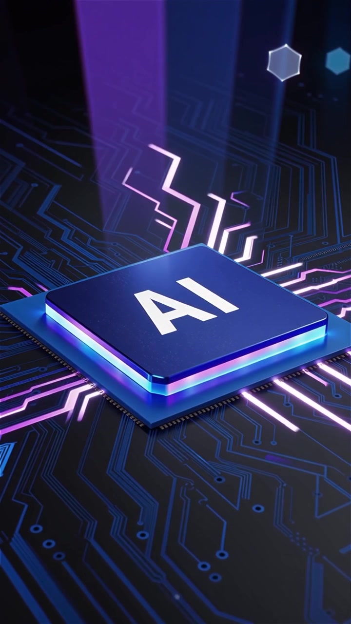 Futuristic AI Chip Motherboard Technology Background