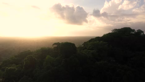 jungle river sunset aerial pan down shot 4k