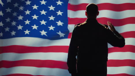 united states of america veteran honoring his country, saluting flag