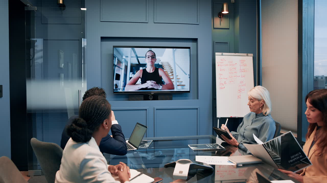 Business meeting with video conference in the office