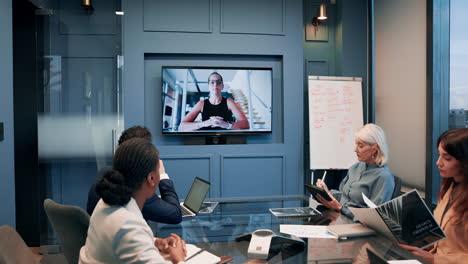 business meeting with video conference in the office