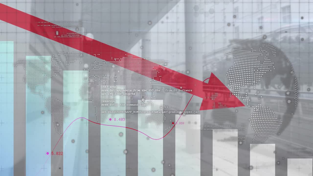 animación del procesamiento de datos en la oficina