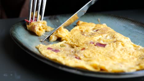 Women-eating-plain-egg-omelette,