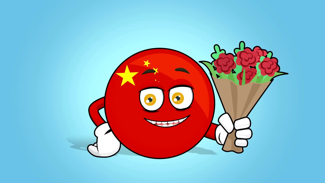 만화 아이콘 발 중국 꽃 부켓 얼굴 애니메이션