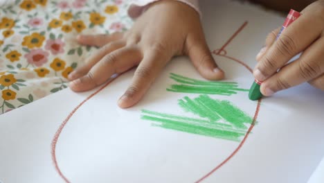 child drawing an apple