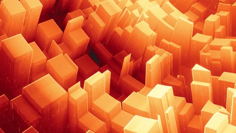 hermosa superficie 3d abstracta con chispas de brillo, ondas 3d abstractas se ejecutan en la superficie en bucle. gradiente naranja rojo, material mate suave con brillo interno ligero. animación 4k suavemente