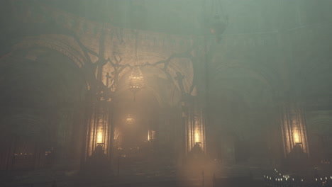 dark and foggy gothic church interior