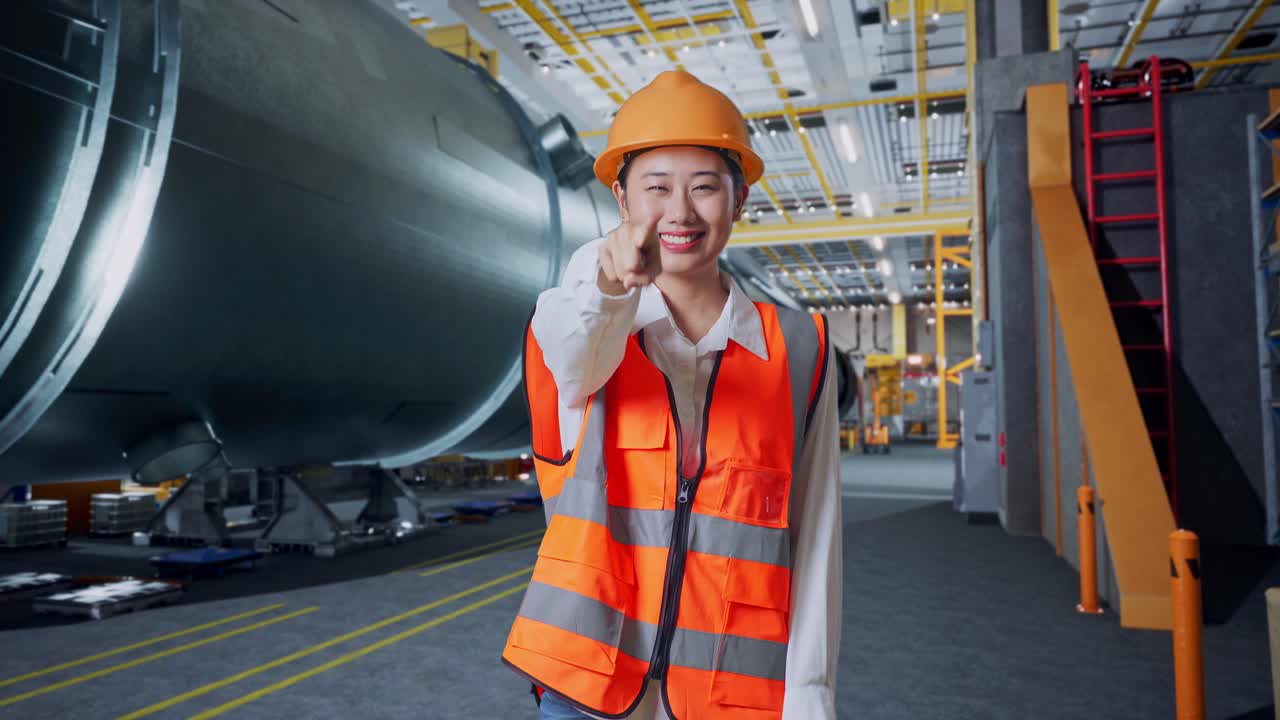 공장에서 여성 엔지니어