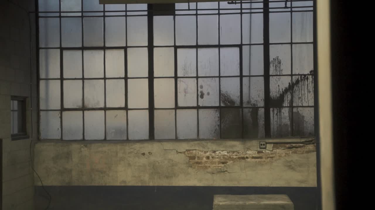 Empty Chicago warehouse graffiti on walls