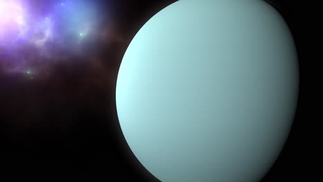 planeta urano con fondo de nubes nebulosas en el espacio