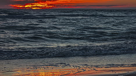 static shot of sunrise in timelapse at sea during morning time