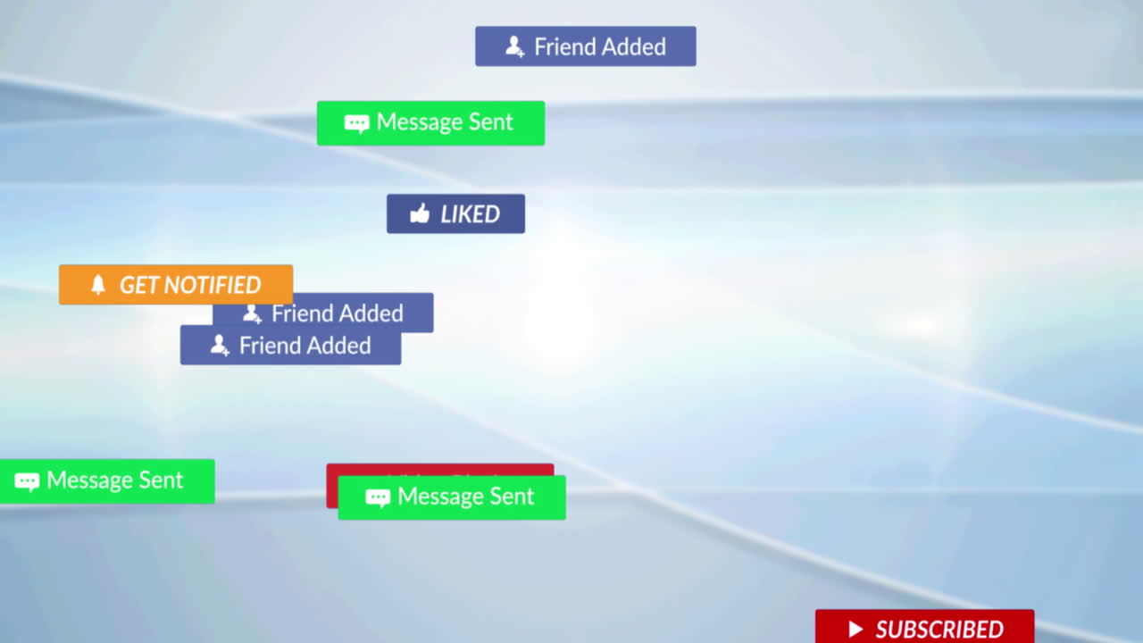 연결 네트워크를 통해 떨어지는 소셜 미디어 아이콘의 애니메이션