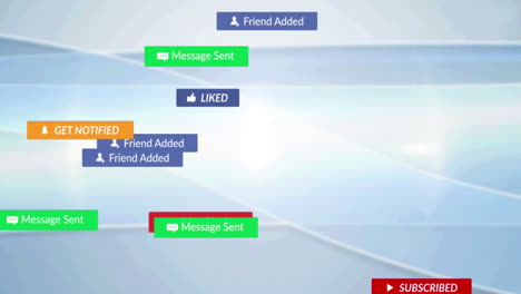 animación de los iconos de las redes sociales que caen sobre la red de conexiones