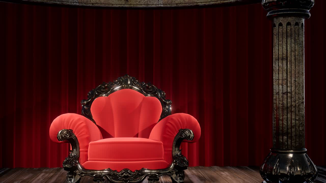escenario de cortina de teatro de lujo con silla