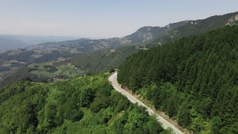 aerial view of balcans mountain in bosnia and herzegovina. cinematic drone nature landscape footage of scenic holiday destination