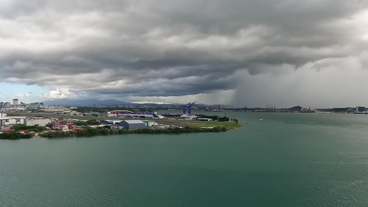 Dark clouds gathering over the port of San Juan, Puerto Rico.