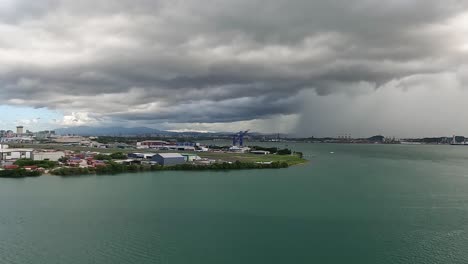 dark clouds gathering over the port of san juan, puerto rico.