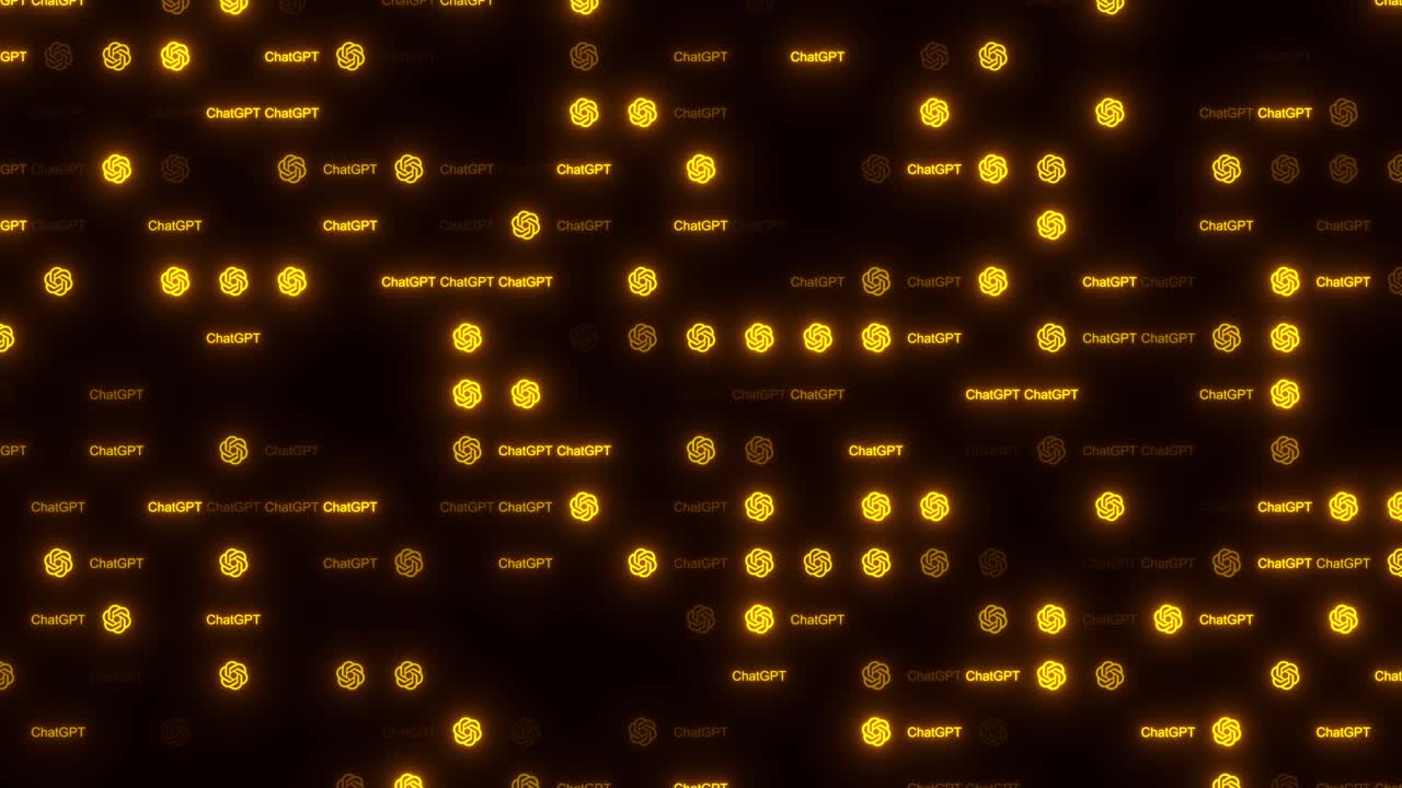 Animated ChatGPT Logo and Text Flickering on Dark Background