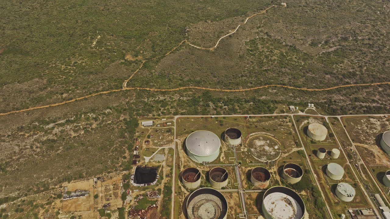 Bonaire Caribbean Netherlands Aerial v72 birds eye view capturing shoreline with BOPEC oil storage, Goto Lake, and Washington Slagbaai National Park - Shot with Mavic 3 Pro Cine - Feb 3rd 2024