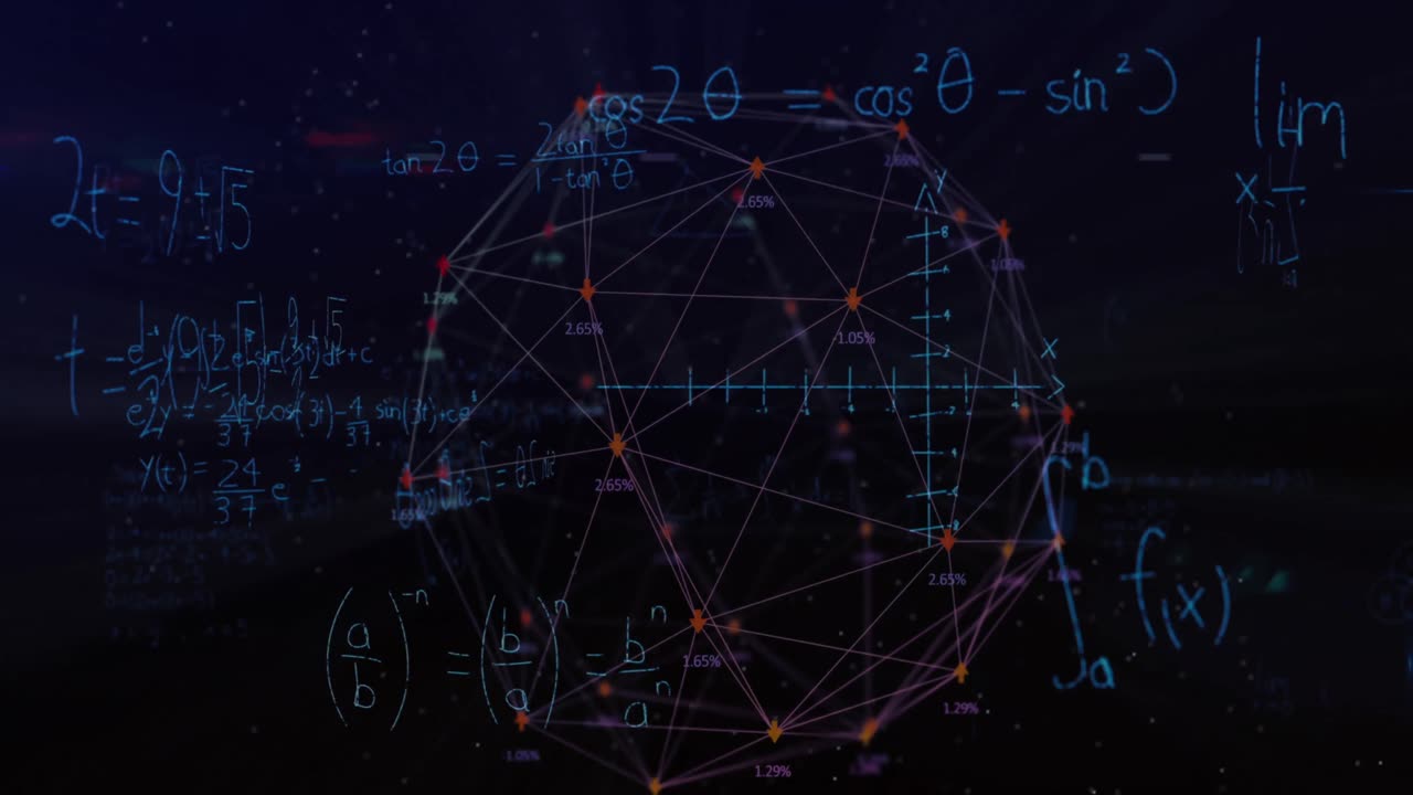 Mathematical equations against globe of arrows