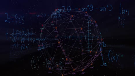 mathematical equations against globe of arrows