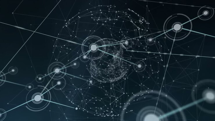 Animation of globe of network of connections with spots