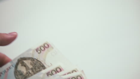 close-up: counts money in hands, 500 polish zloty, pln money counting