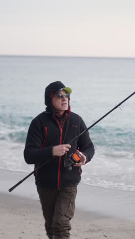 Man fishing at the beach