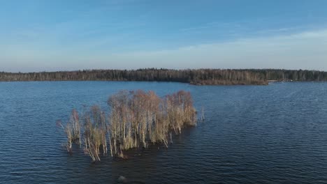 Small island submerged in Lake Karujärv due to high water levels. Saaremaa, Estonia.