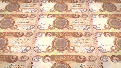 banknotes of one thousand dinars iraq rolling, cash money, loop