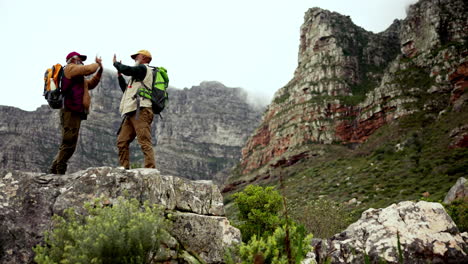 hikers in a mountain landscape