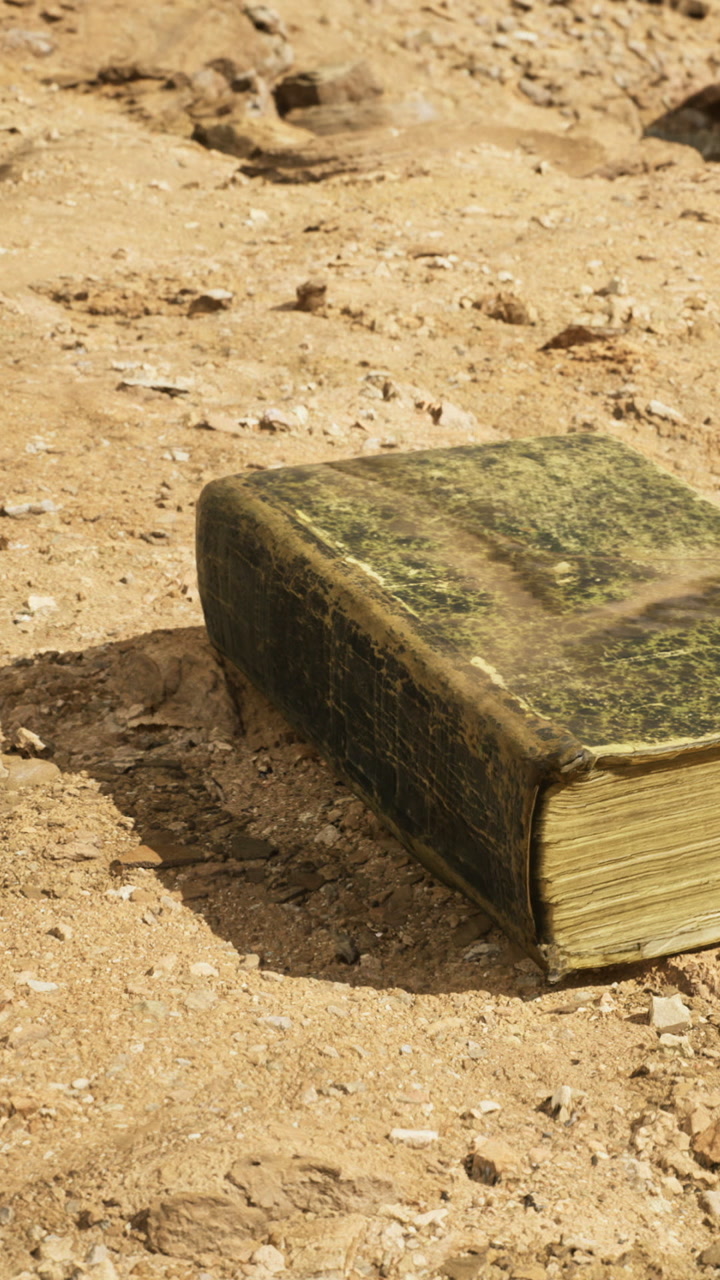 Book left behind on warm sandy ground tells tales of adventure and discovery