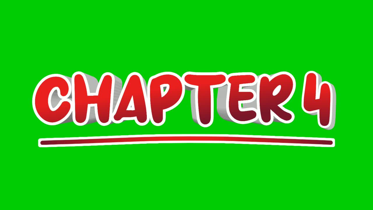 Chapter 4 four text Animation motion graphics pop up on green screen background