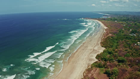 aerial view of a tropical beach with waves