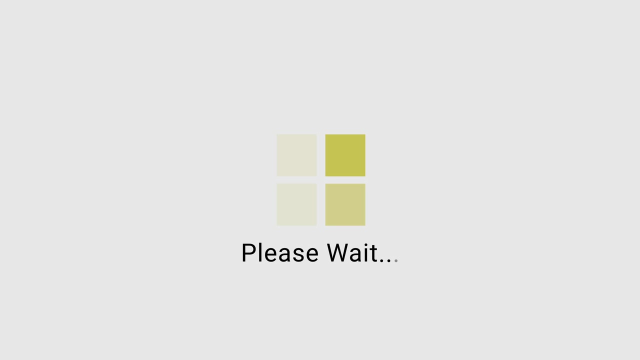 Animated Please Wait Message with Four Square Loading Indicator