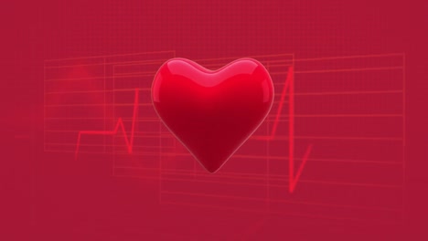 Blinkendes-Herz-Vor-Schallwellen-Auf-Rotem-Hintergrund