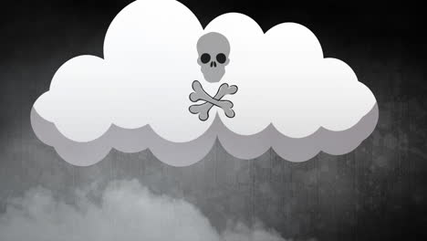 animación de una nube y un cráneo sobre un fondo negro
