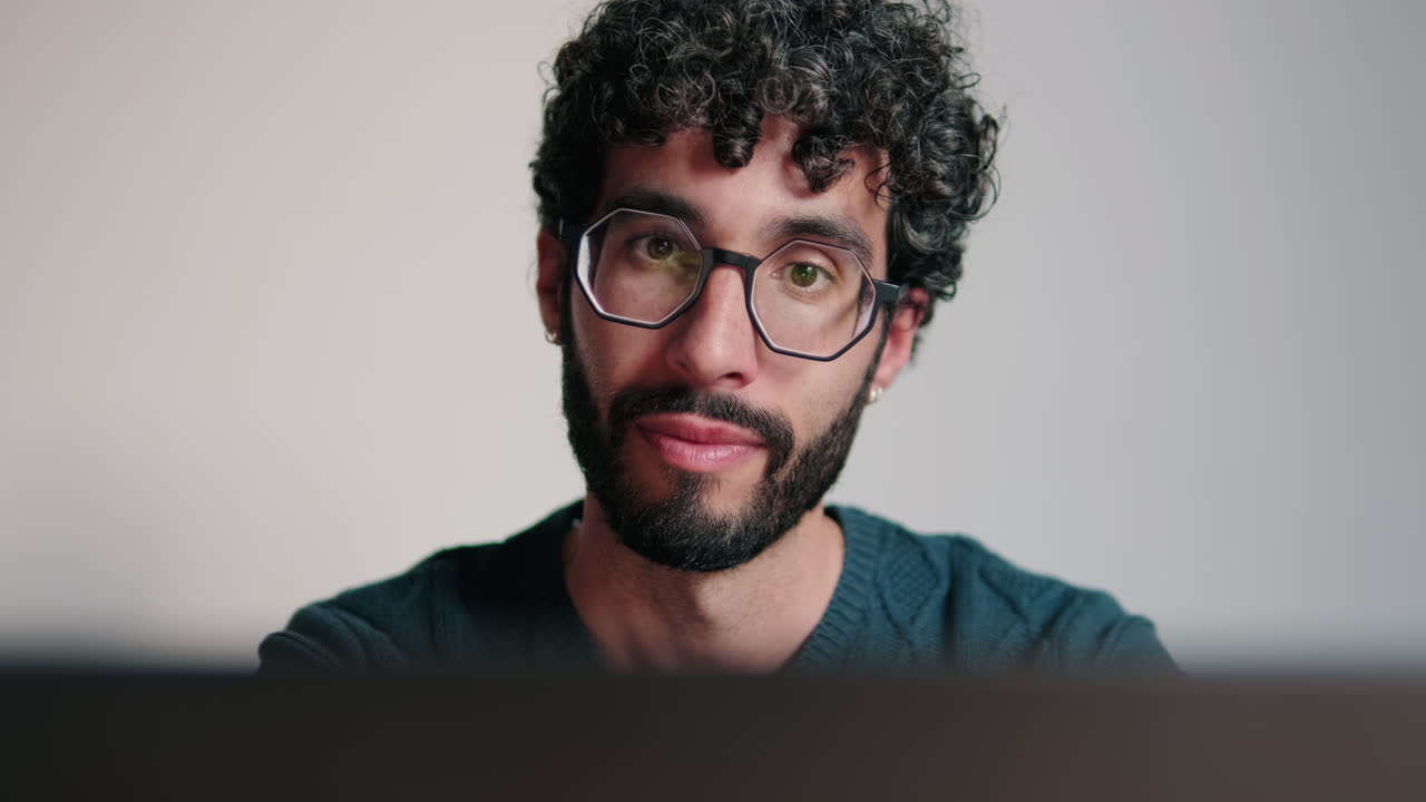 Gay or young man Working From Home on Laptop