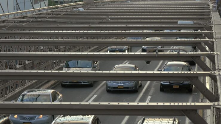 Traffic Moving Over the Brooklyn Bridge
