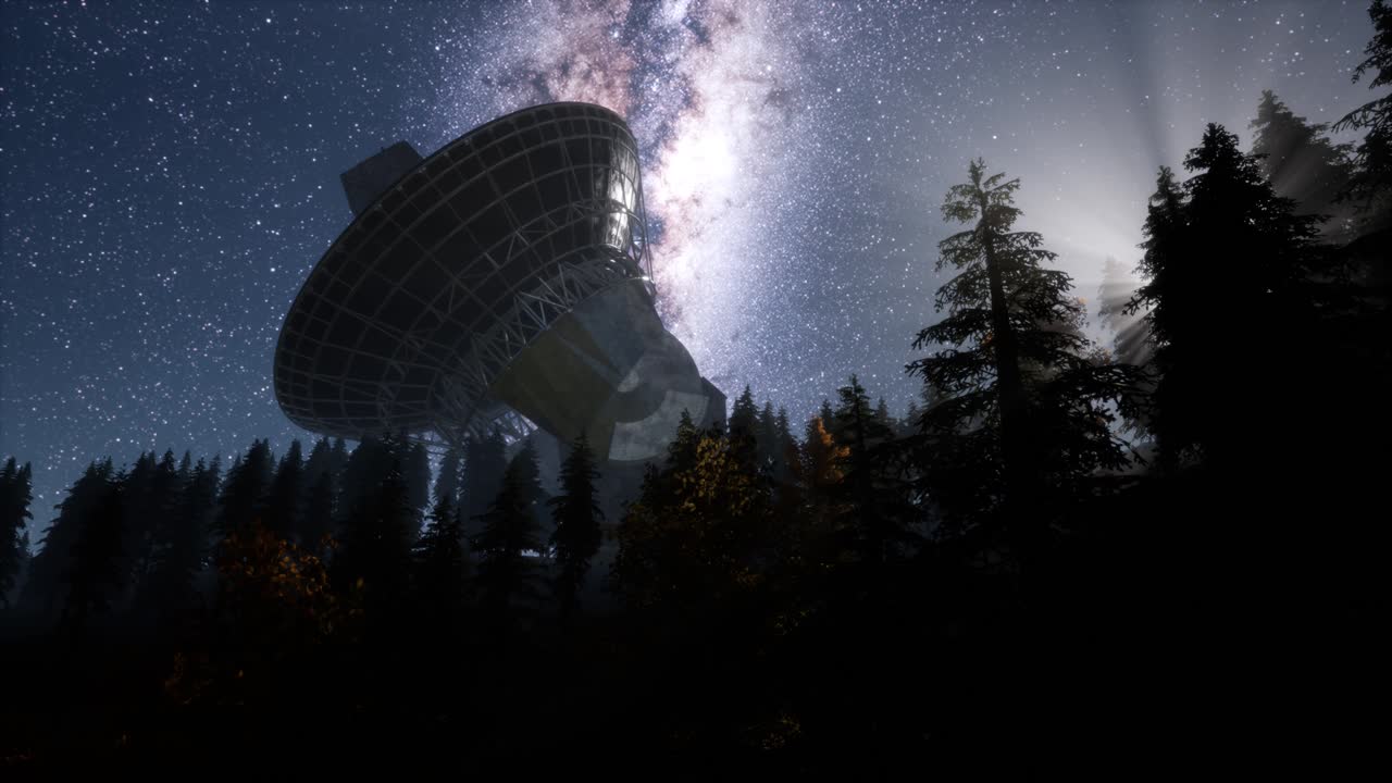 밤하늘의 별들 아래의 천문대. 하이퍼 ⁇ 스
