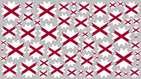 bandera del estado de alabama engranajes girando fondo