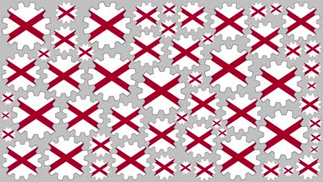 alabama us state flag gears spinning background